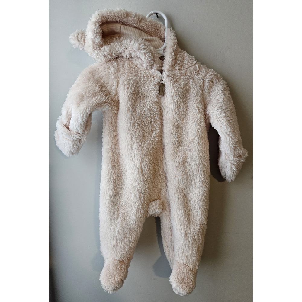 Carter's Baby‎ 3M Light Pink Plush Fleece Hooded Bear Bunting Footed One-Piece